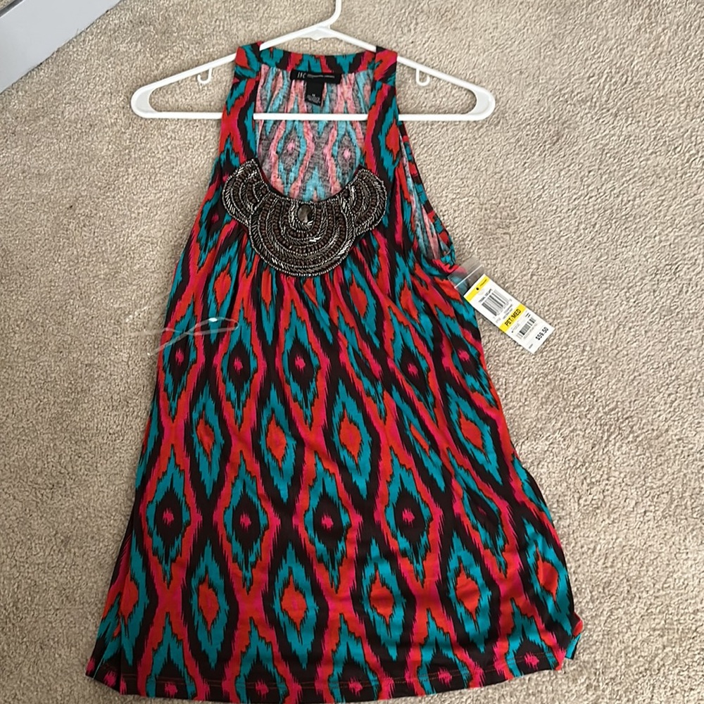 INC. MULTICOLORED sleeveless Dress Top Size M